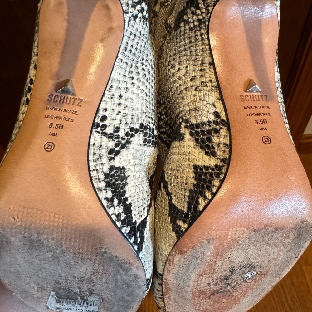 Schultz Black and White Snakeskin Heeled Boots - Picture 3 of 3